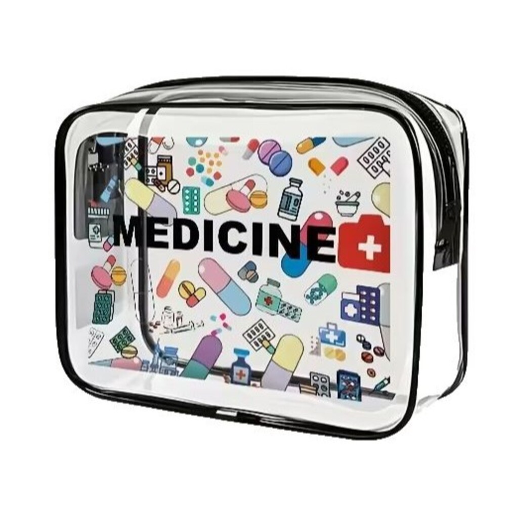 Medicine + Bag Clear PVC Pouch Zippered 8 x 6-in Home Travel Camper Gift NEW